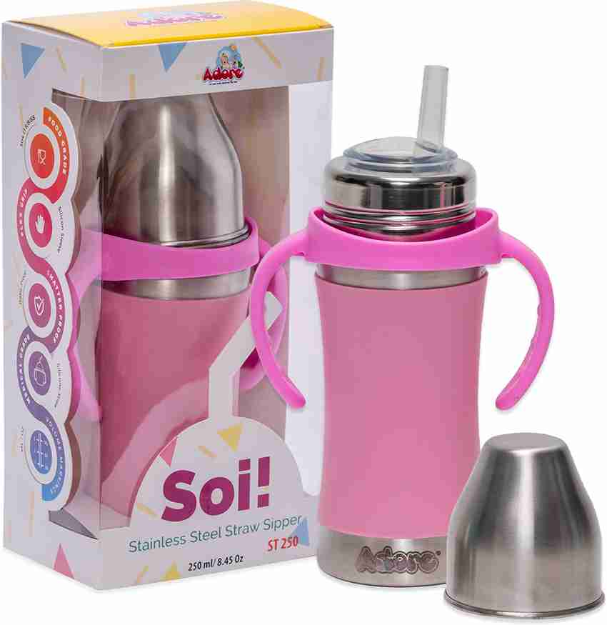 Adore Soi Stainless Steel Sipper Bottle W Handle Medical Grade Straw 304 18 8 Grade