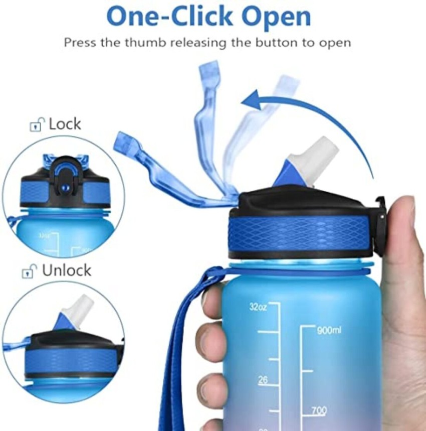 1pc Random Water Bottle With Straw, Cute Motivational Water Bottle