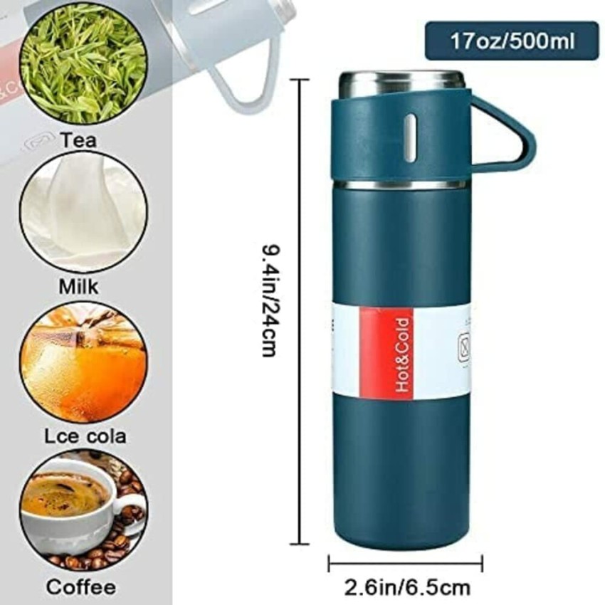  Stainless Steel Vacuum Flask Set With 3 Steel Cups