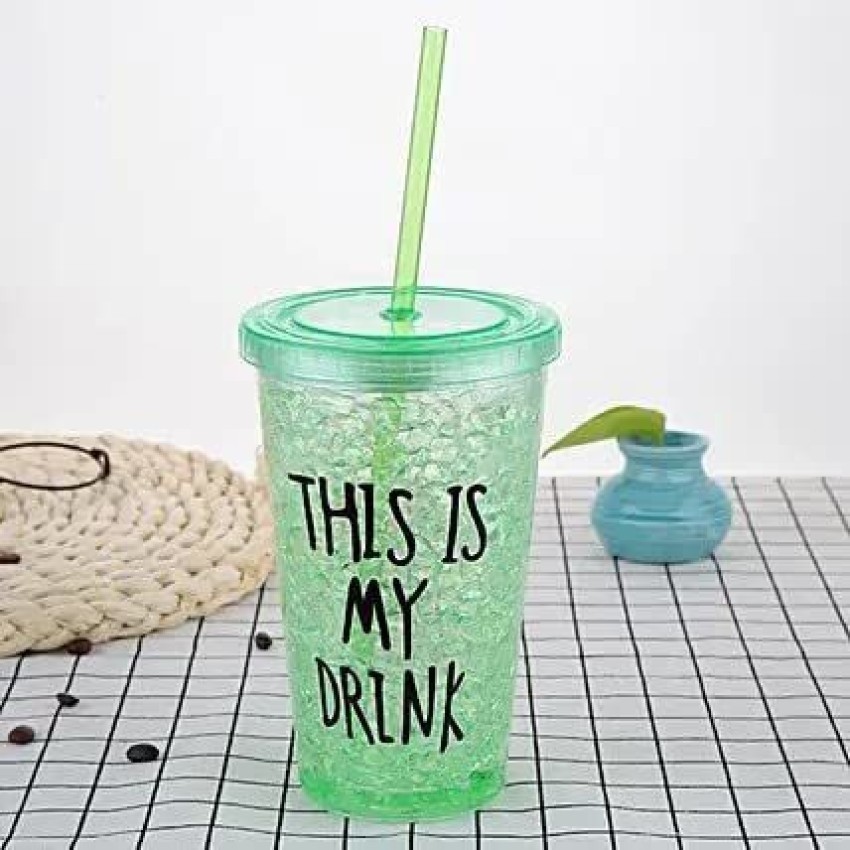 miRim Acrylic Frosty Ice Cup Freezing Gel Tumbler Jar with Straw and Lid  for Juice, Beer, Soft Drinks, Water ( Multicolour , 550 ml ): Buy Online at  Best Price in Egypt 