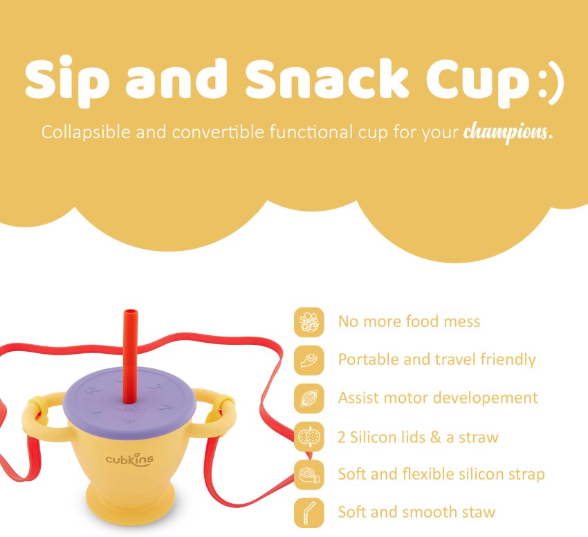 Sip-N-Snack (2 Pack) 2-in-1 Kids Cups BPA-Free With Straws