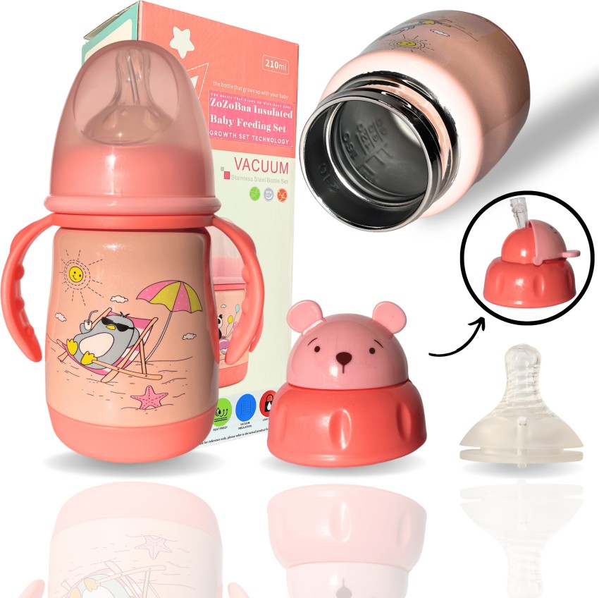 300ml Baby Bottle Thermos Stainless Steel Feeding Bottle 2-in-1