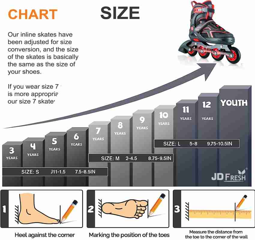 JD FRESH Wheels Skating Shoes for Boys and Girls 10 to 14 Age with Adjustable Size In line Skates Size 9 10 L UK Buy JD FRESH Wheels Skating Shoes for Boys
