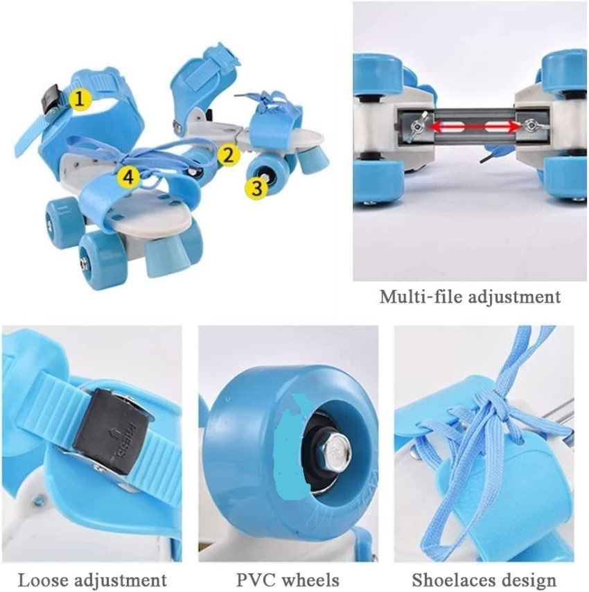 CrazyBuy Adjustable 4 Wheel Skating Shoes Roller Skates for Kids Age Group 5 12 Years Quad Roller Skates Size 16 22 UK Buy CrazyBuy Adjustable 4 Wheel Skating Shoes Roller Skates for
