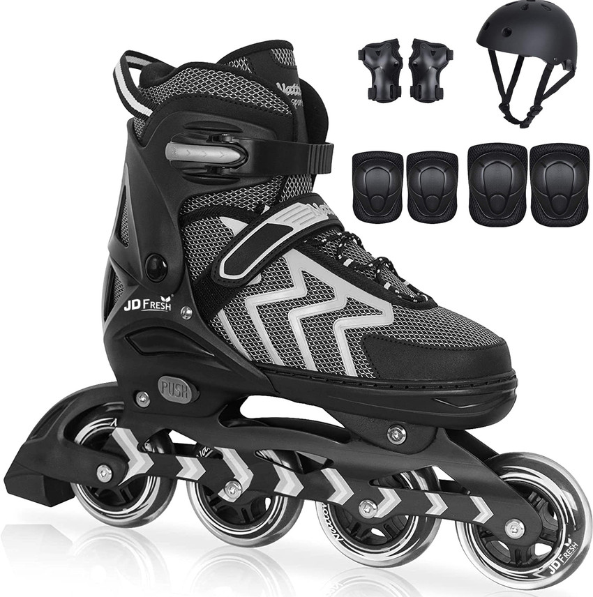 JD FRESH Wheels Skating Shoes for Boys and Girls 10 to 14 Age with Adjustable Size In line Skates Size 8 9 M UK Buy JD FRESH Wheels Skating Shoes for
