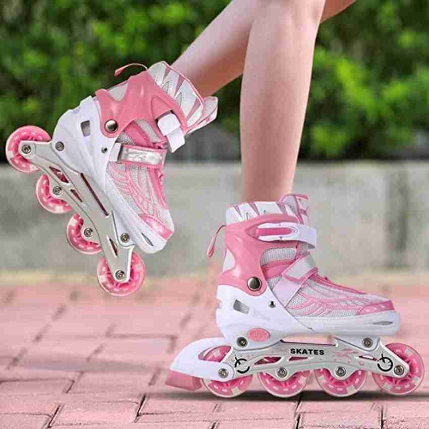 CountryLink Pink Inline Skating Shoes with LED Light Wheel for Boy Girls Size Adjustable In line Skates Size 8 11 UK Buy CountryLink Pink Inline Skating Shoes with LED Light Wheel