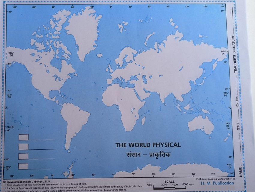 blank physical world map