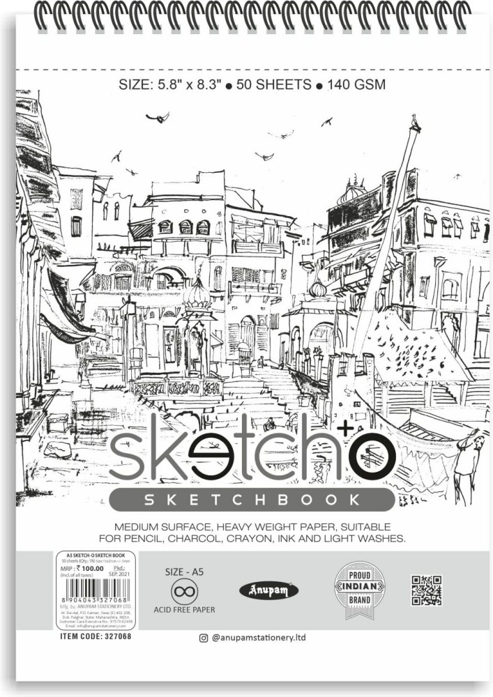 SKYGOLD 11.5X16.5 50 SHEETS 140GSM ANUPAM OXFORD SKETCH BOOK FOR ARTISTS  (WHITE) Sketch Pad Price in India - Buy SKYGOLD 11.5X16.5 50 SHEETS 140GSM  ANUPAM OXFORD SKETCH BOOK FOR ARTISTS (WHITE) Sketch