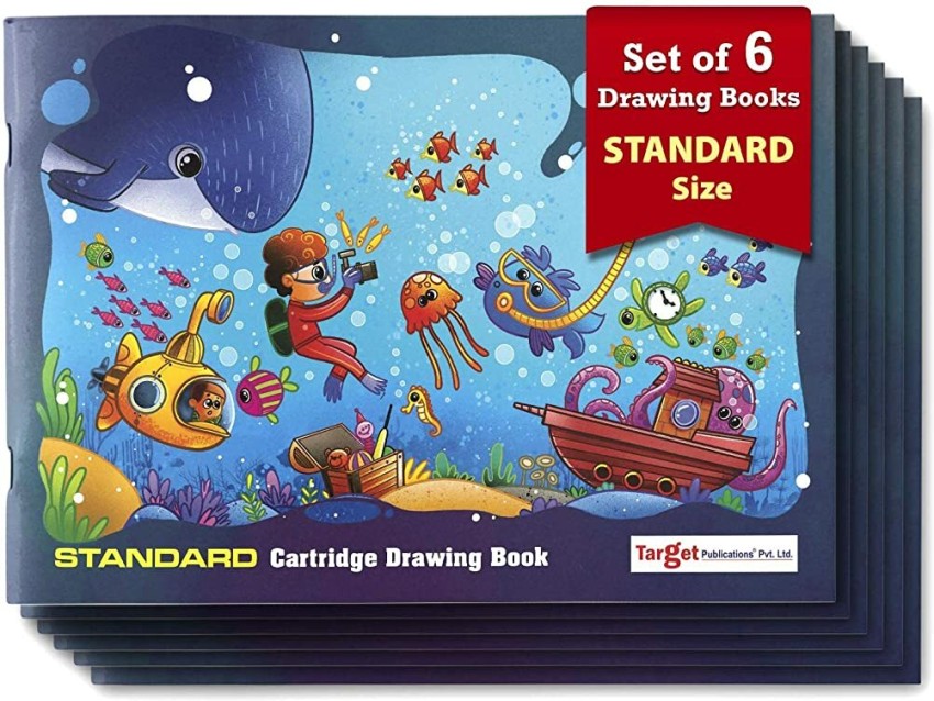 Target Publications Drawing Book Standard Size | Sketch Pad for Kids,  Students and Artists | White Blank Cartridge Papers (34 Pages) | 34.5 cm x  24 cm Approx | Soft Cover |