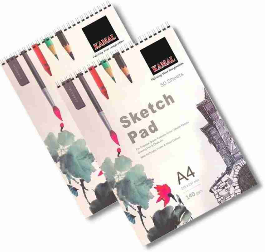 KAMAL A3 Drawing and Sketch Pad for Artists, 120LB/140GSM drawing pad, 50  Sheets/100 Pages Sketch Book for Alcohol Markers, solvent markers, pencils,  charcoal, pastels etc., Great Gift Idea Sketch Pad Price in