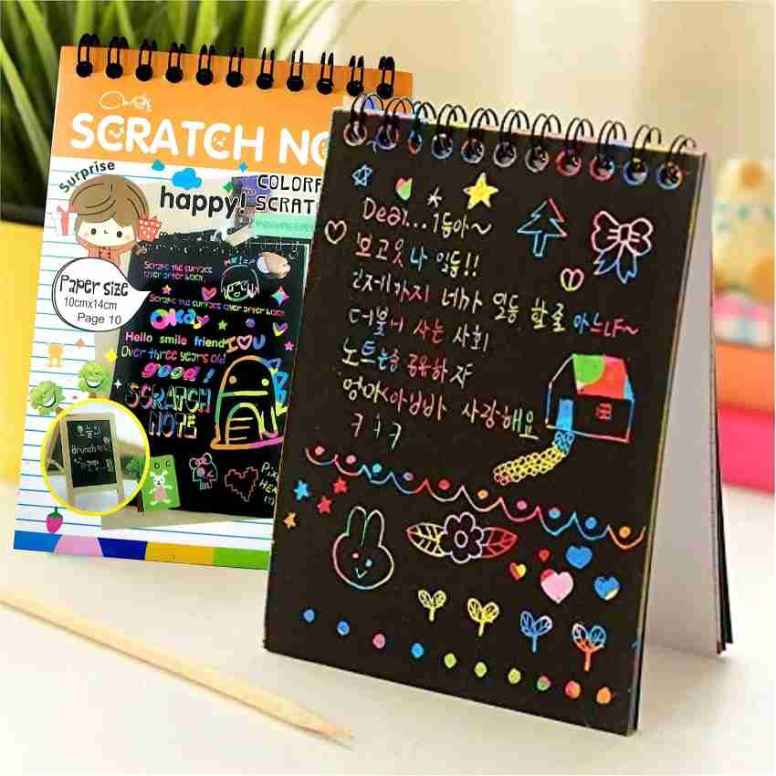 Scratch Book Magic Doodle Scratch Art Activity 2 Scratch books (20 Pages)  with 2 Wooden Stylus