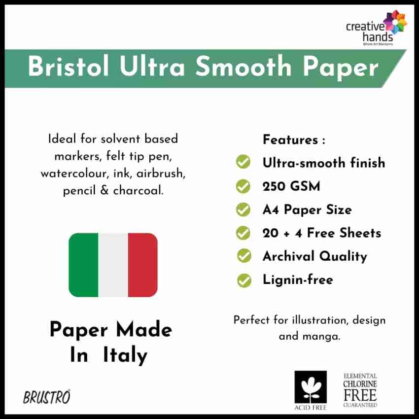 BRUSTRO Bristol Ultra Smooth Glued Pad A4 - 250 GSM