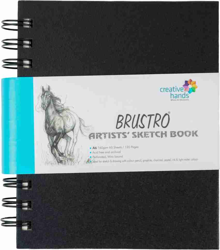 Buy Brustro Black Wiro Bound A5 Size Artists Sketch Book 120 Pages