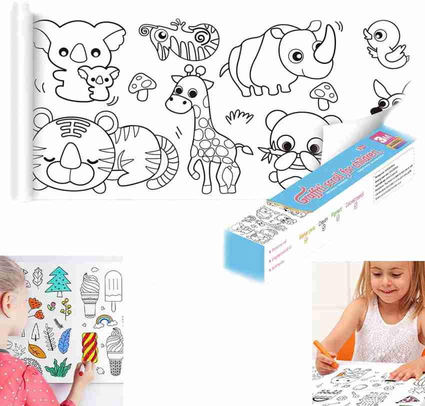 KolorFish Coloring Re-Stick Drawing Paper Roll for Kids, 118X12