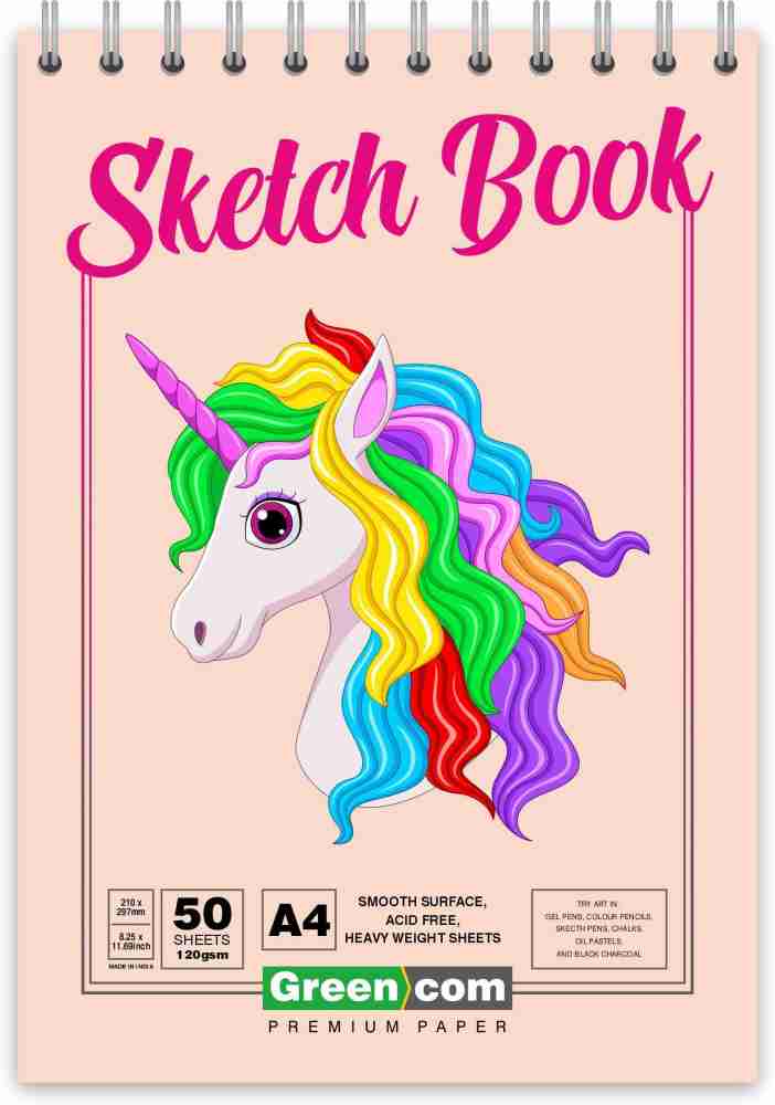 greencom A4 Sketch Book For Kids Top Spiral-Bound Artist Sketch Pads, Artist Drawing Book Sketch Pad Price in India - Buy greencom A4 Sketch  Book For Kids Top Spiral-Bound Artist Sketch Pads