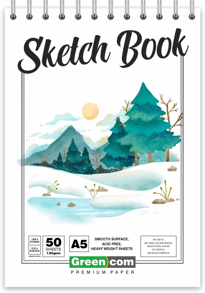 Askprints A5 Sketch book 50 Sheets Set of 2 - 5.8 x 8.3 Inch, Top  Spiral-Bound Sketchpad for Artists