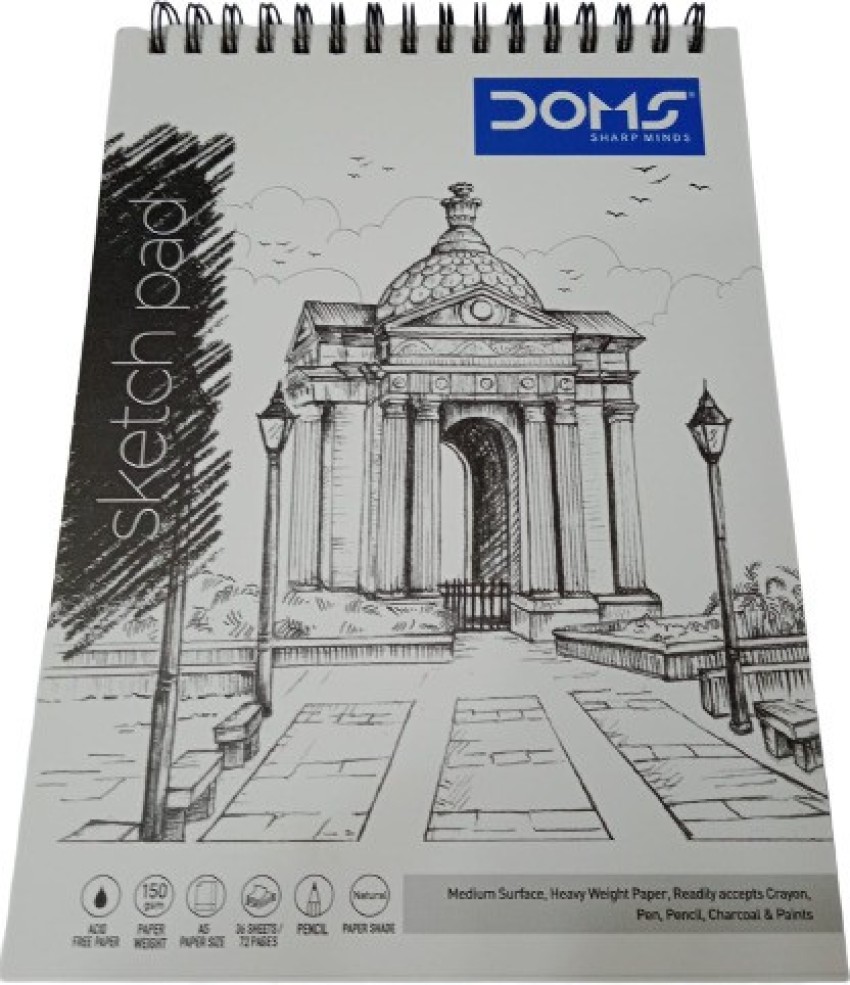 DOMS Full Size Sketch Book Wiro Pages 72 (Pack of 2) 150 GSM