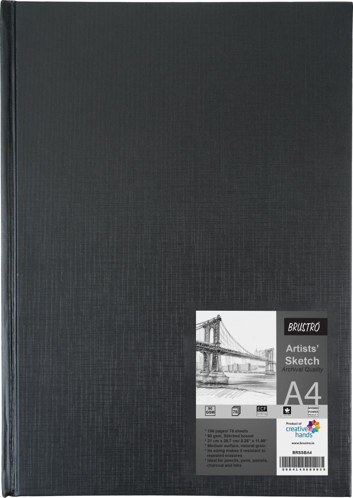 BRuSTRO Stitched Bound Artists Sketch Book, A4 Size, 156 Pages, 110 GSM  Sketch Pad Price in India - Buy BRuSTRO Stitched Bound Artists Sketch Book,  A4 Size, 156 Pages, 110 GSM Sketch