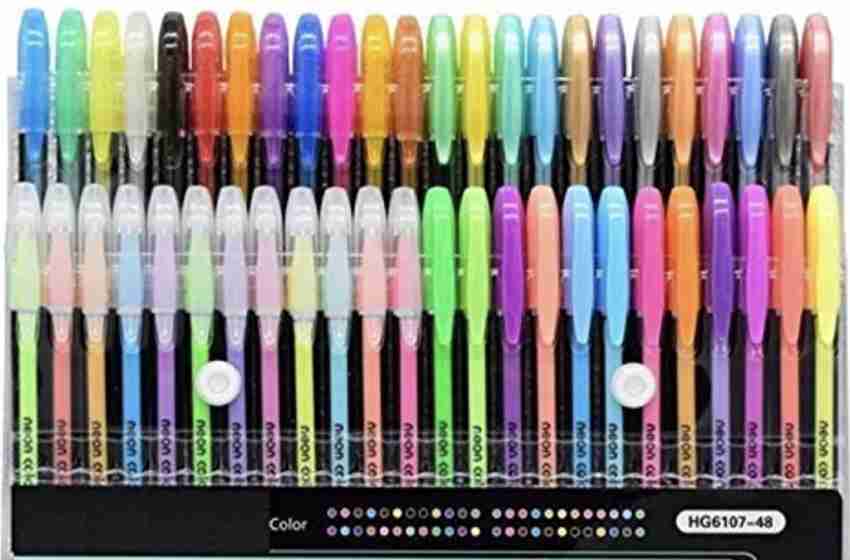 Gel Pens, Gel Pens Set, 24 Pieces, Gel Pens in a Case, Multicolor Pens,  School Supplies, Gel Pens Coloring, Pastel Gel Pen, Neon Gel Pens 