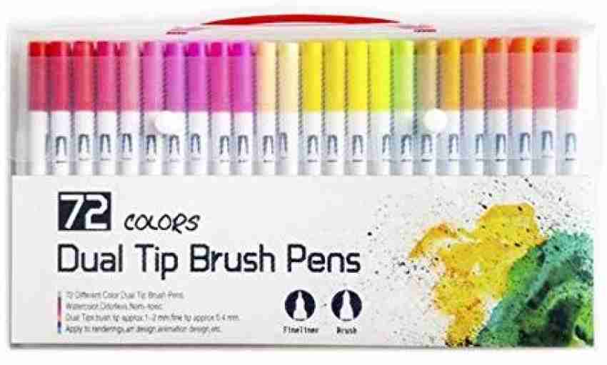 72 Colour Brush Marker Set, Dual Tip, Brush & Chisel Sketch Marker