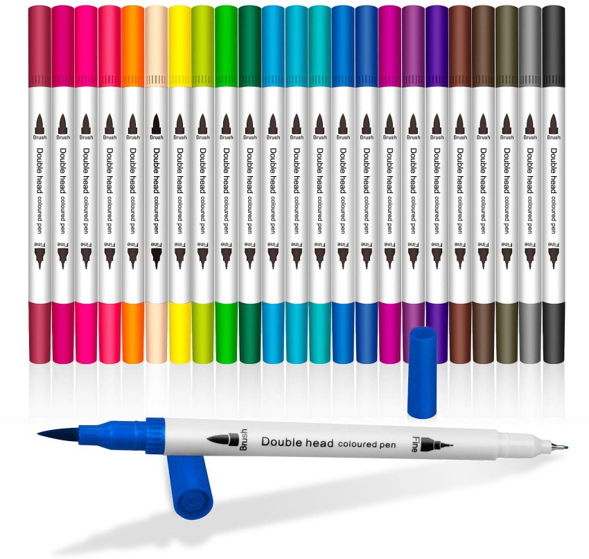 Caliart Markers for Adult Coloring, 72 Dual Tip Brush Pen Art