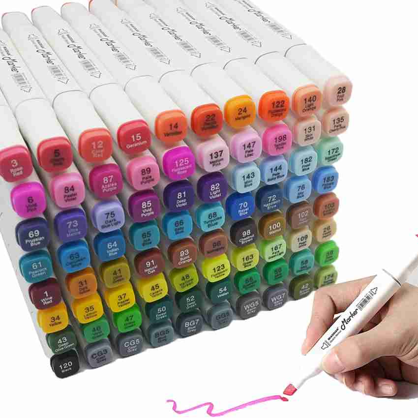 36 Colors Dual Tip Twin Alcohol Markers Bullet and Calligraphy Pens - Oytra