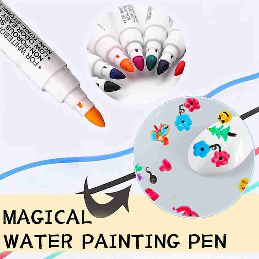 Kids Watercolor Set, Magic Floating Ink Pens, Dry Erase Whiteboard Markers, Includes 12 Drawing Pens, 1 Ceramic Spoon,Magic Watercolour Pens Set for