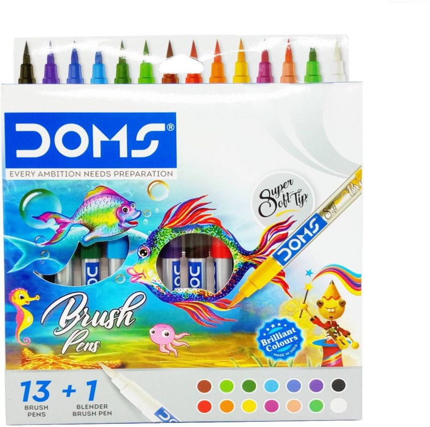 Doms Super Soft Tip Pastel Shades Brush Pen Set of 12+1 Best Fast Free  Shipping