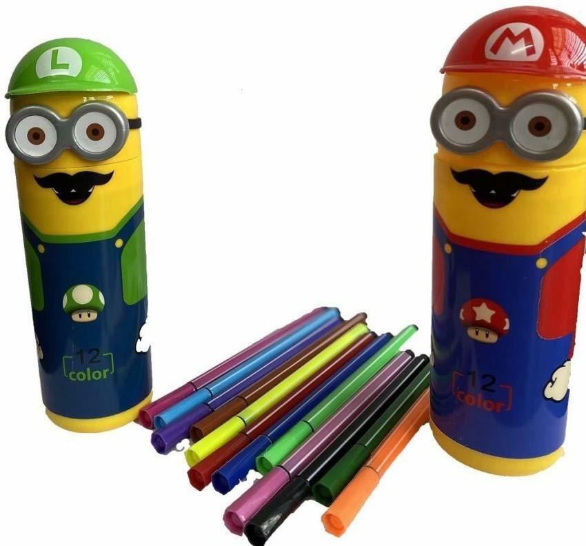 Minion Shaped Stationary KitPensSketch Pen Box  Multicolour12 Pens 5  case