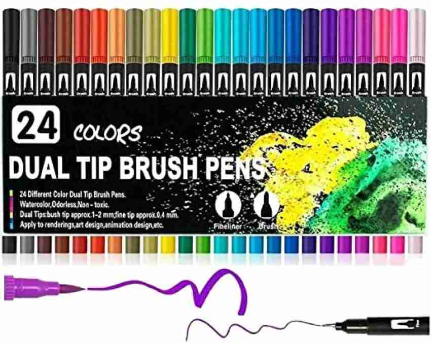 Daggeron Dual Tip Markers Brush Pen, 100 Color Markers, Fine  Tip and Brush Tip Art Marker - Dual Tip Marker