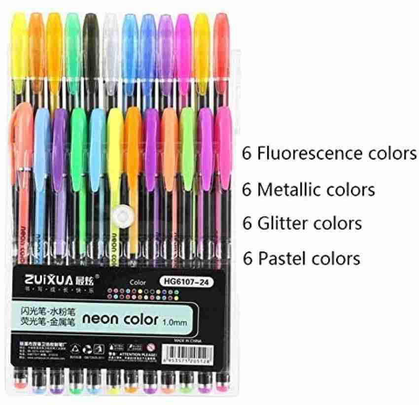 6 PC Gel Pens Colored Glitter Coloring Books Drawing Art Marker