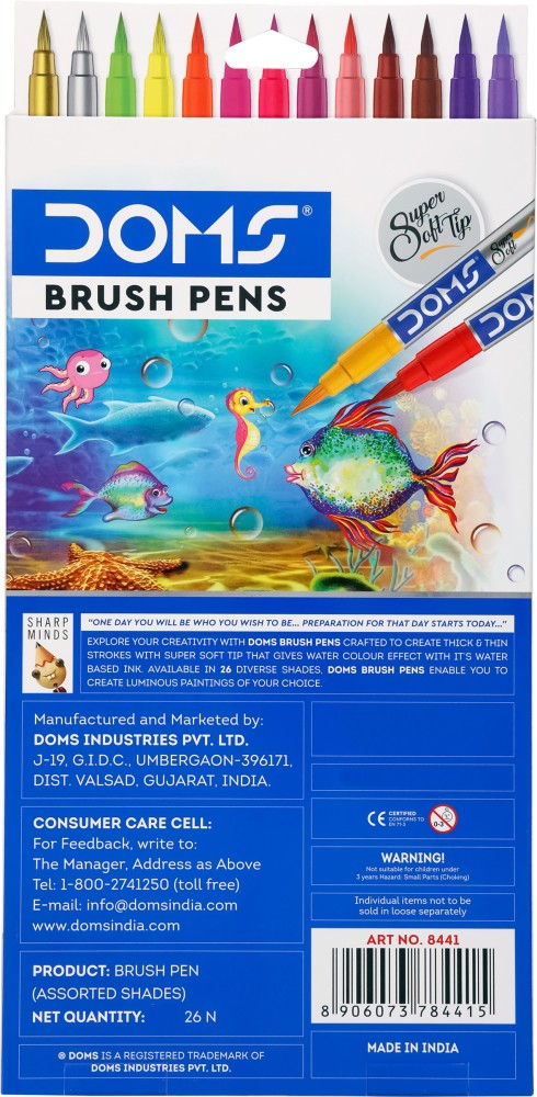 DOMS Metallic Brush Pen (10 Shades) Super soft brush tip Nib  Sketch Pens - Brush Pen