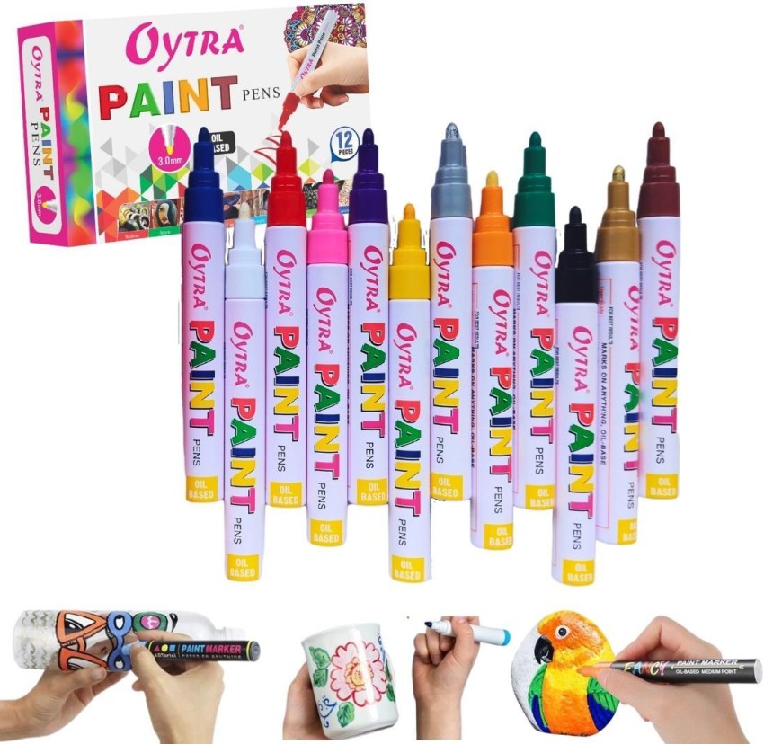 OYTRA Oil Paint Marker Pens for Painting Drawing Rocks  Canvas Glass Ceramic Stone 2-3 mm Nib Sketch Pens - Paint Marker Pen
