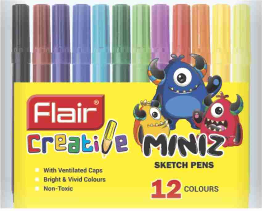 Flair Miniz Sketch Pens: 12 Vibrant Multicolour Sketch