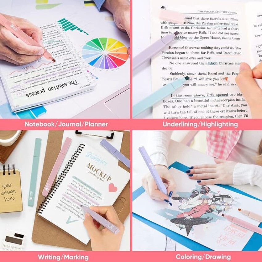 Highlighters Pastel Highlighter Marker Pen No Bleed Double Tip 6pcs Journal  Bible Planner Notes Marker Pen