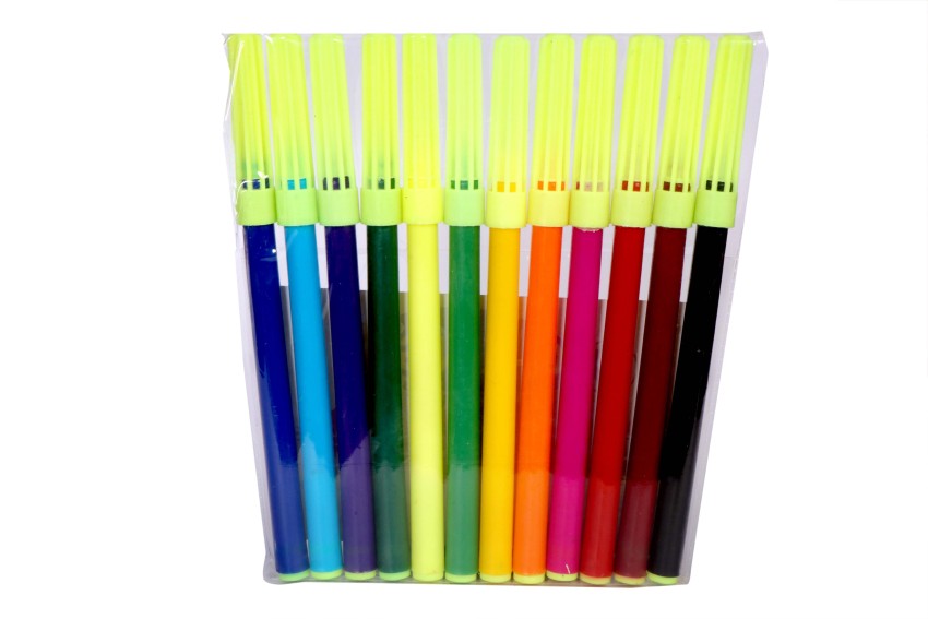 Camlin Bright & Vibrant Color Bold Tip Sketch Pens with Free Stencil( 24  Shades)