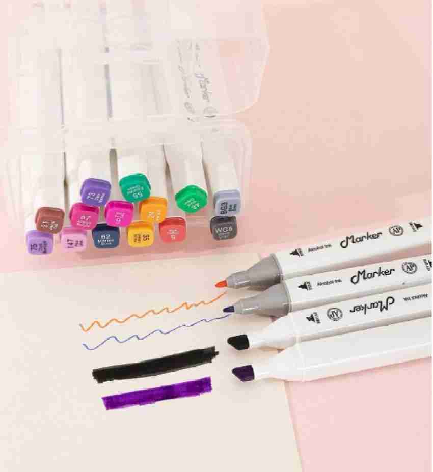 MILO  48 Art Marker Set Dual Tip Alcohol Based Brush Chisel