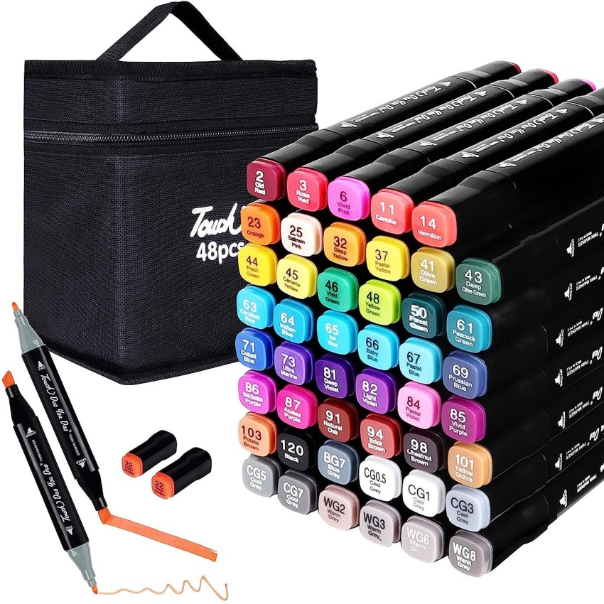 Alcohol Markers 24 Dual Tip Twin Bullet and Calligraphy Touch Pens - Oytra