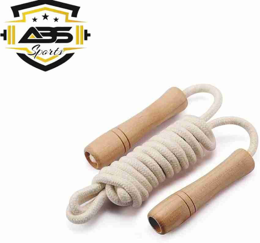 Jump Rope for Kids - Wooden Handle - Adjustable Cotton Braided Fitness  Skipping Rope