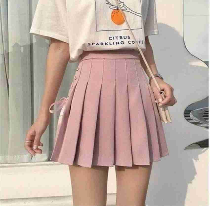 Khalak Solid Women Pleated Pink Skirt - Buy Khalak Solid Women Pleated Pink  Skirt Online at Best Prices in India
