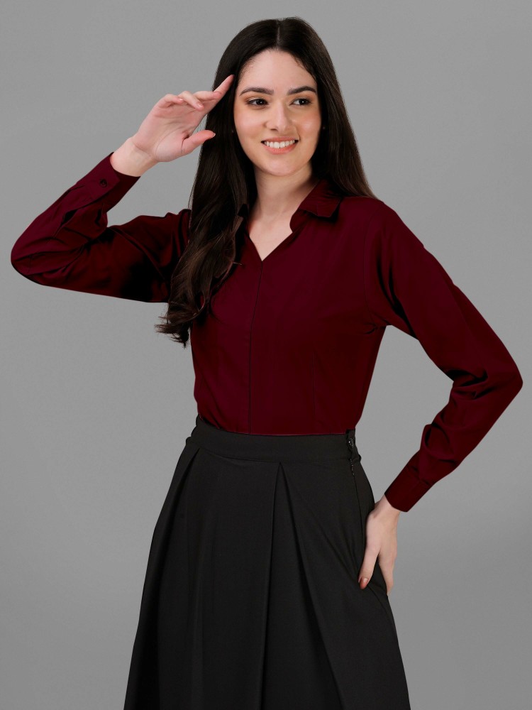 Maroon skirt with black top best sale