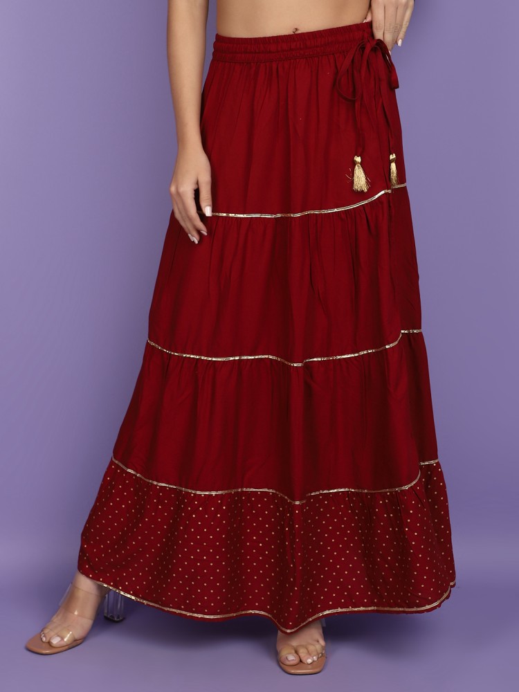 Buy V MART Solid Women Flared Maroon Skirt Online at Best Prices in India Flipkart