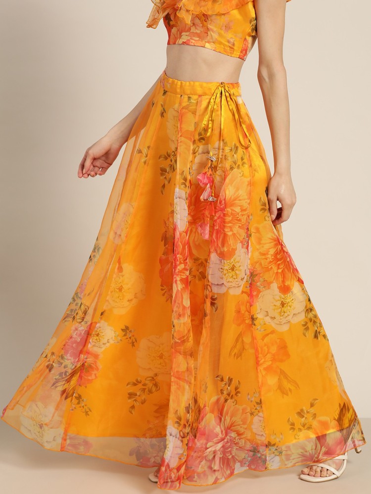 Floral skirt yellow sale