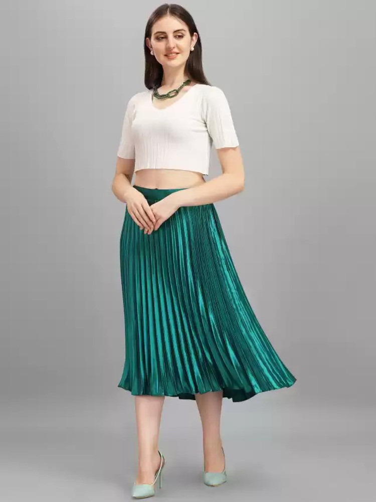O Mari Gori Solid Women Pleated Green Skirt Buy O Mari Gori Solid Women Pleated Green Skirt Online at Best Prices in India Flipkart