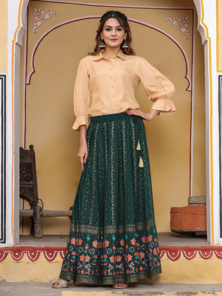 Long skirt clearance with kurti top