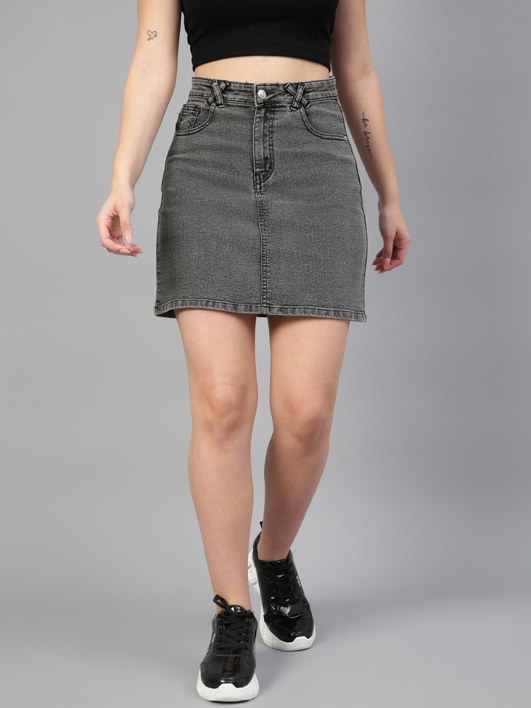 KOTTY Solid Women Straight Grey Skirt Buy KOTTY Solid Women Straight Grey Skirt Online at Best Prices in India Flipkart