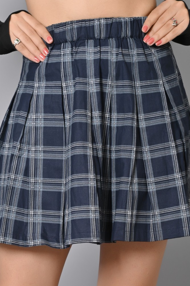 Blue plaid skirt on sale india