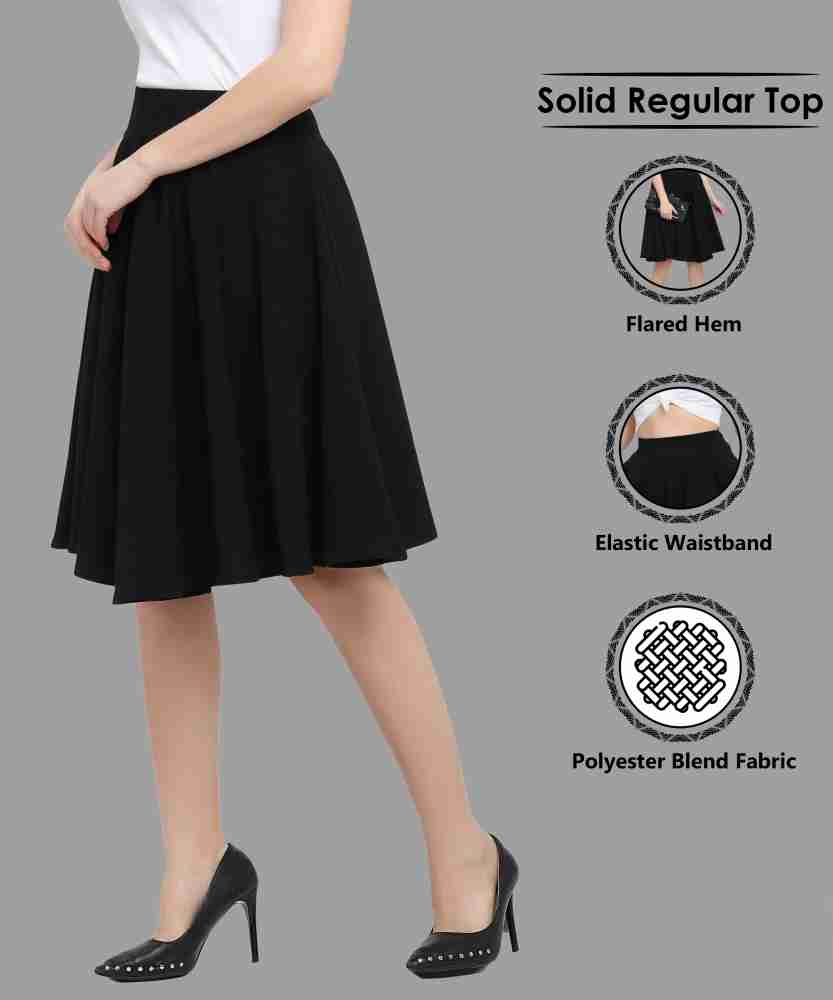 DL Fashion Solid Women Flared Black Skirt Buy DL Fashion Solid