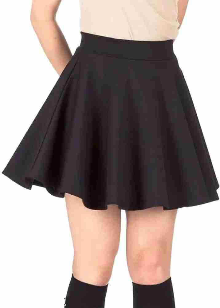 UTF Solid Women Pleated Black Skirt - Buy UTF Solid Women Pleated