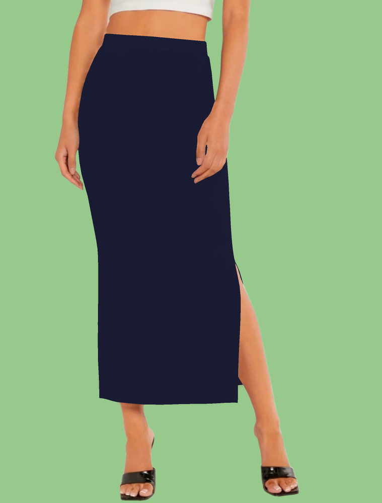 Dream Beauty Fashion Solid Women Pencil Dark Blue Skirt